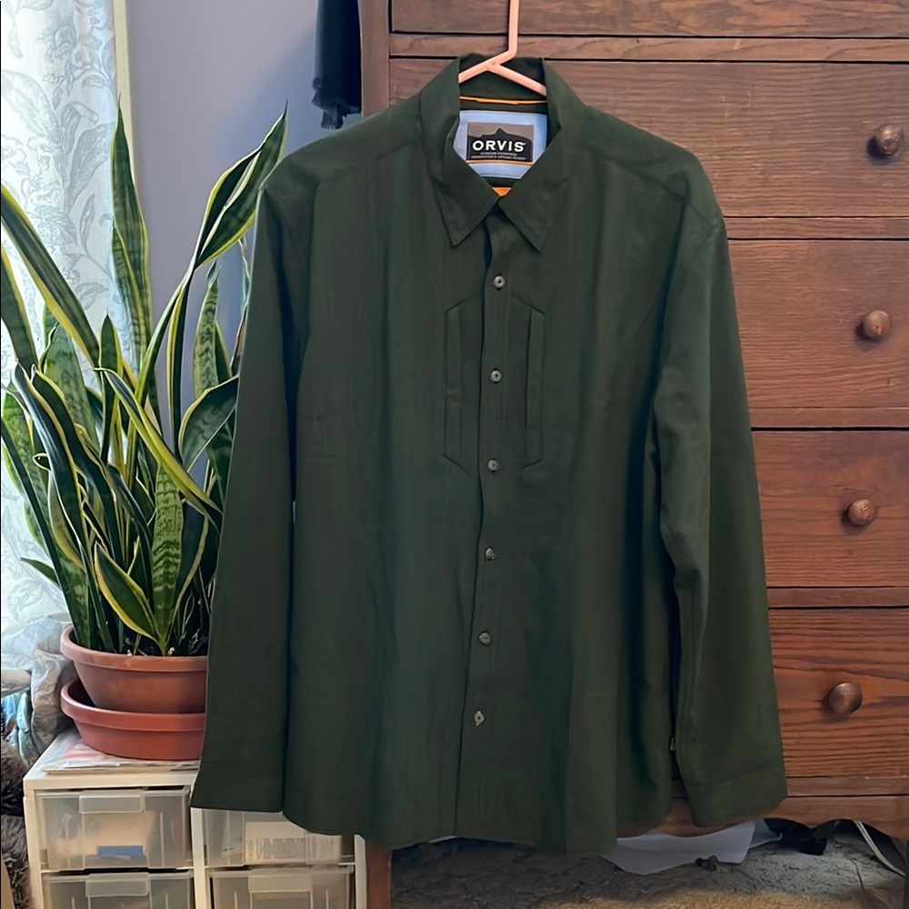 Orvis Active Fit Men's Green Dress Shirt Large